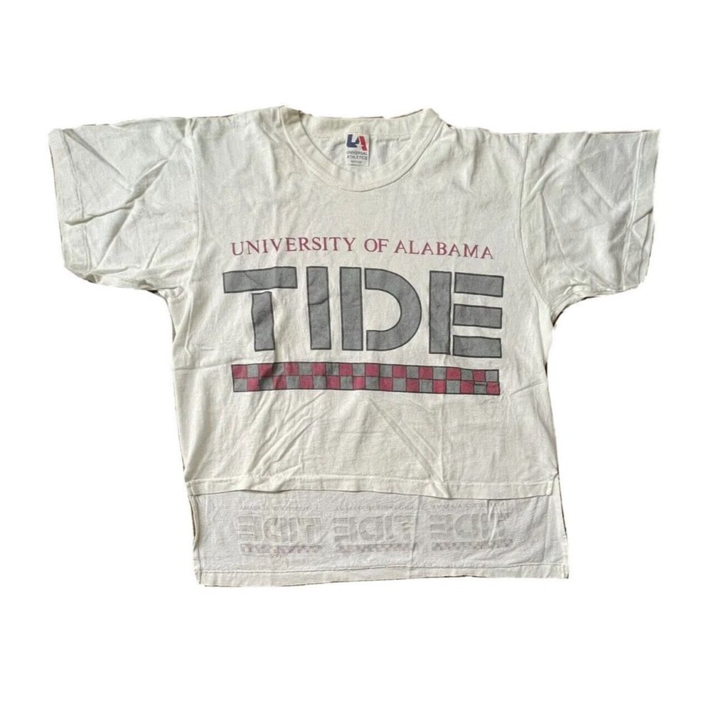 RARE VTG 80s University of Alabama TIDE Single Stitch Crop Top Tee Sz L USA MADE